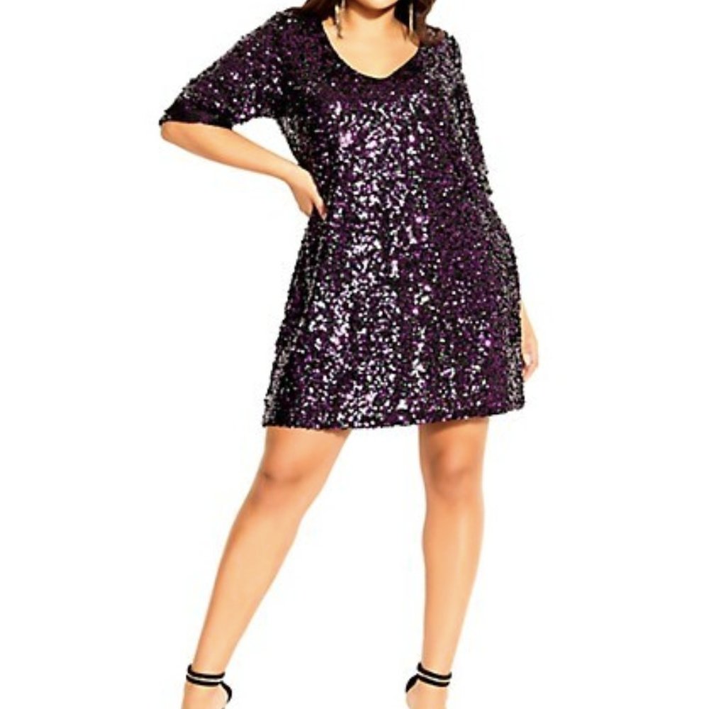 City Chic Plus Size Sequin Dress - Sz XXL